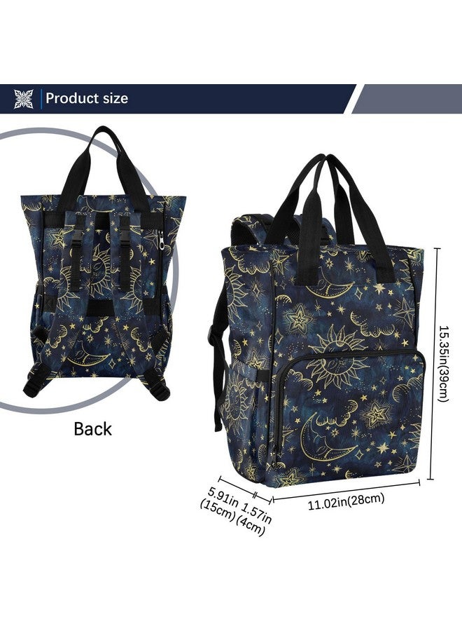senya Diaper Bag Backpack, Sun Moon Boho Cosmos Astrology Multifunction Travel Bag for Moms Dads - Image 3