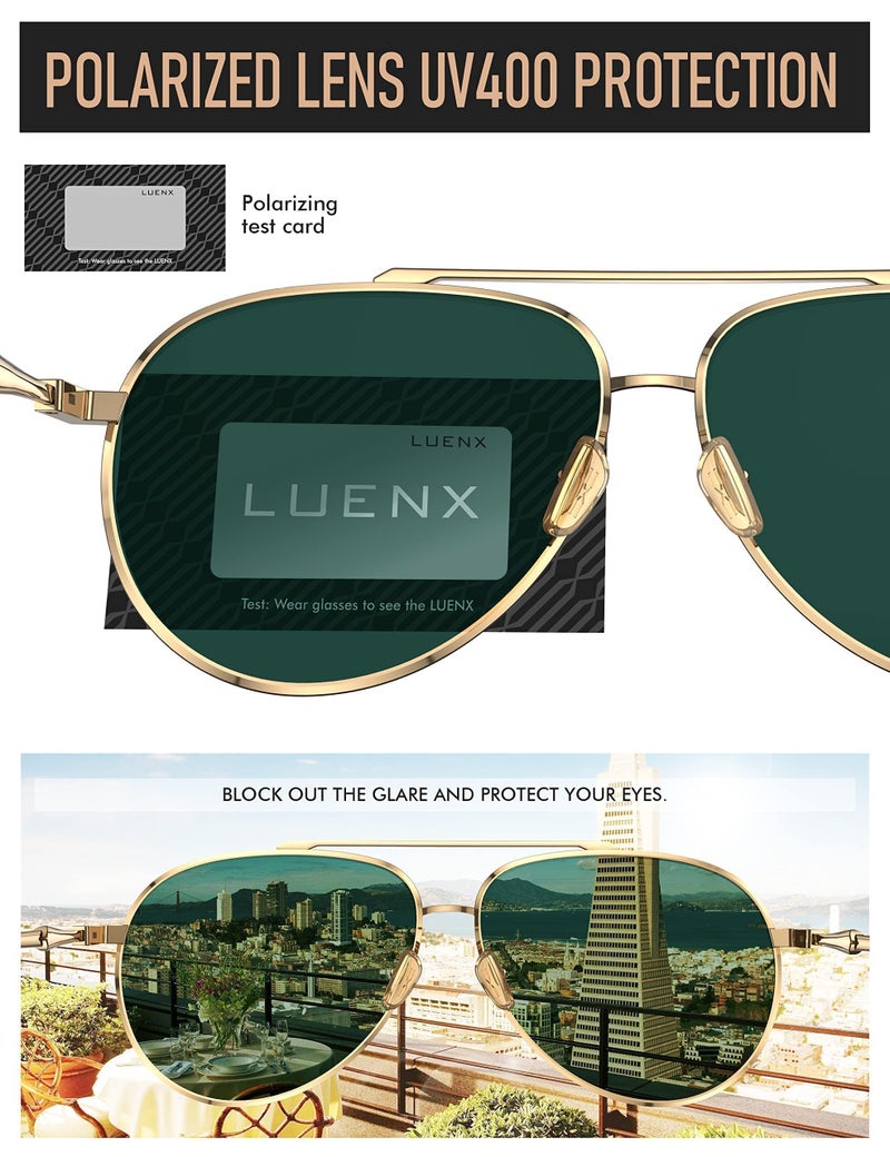 LUENX Aviator Sunglasses for Women Polarized - Driving Trendy Sun Glasses UV 400 Protection Pink Mirror Lens Gold Frame 60mm - Image 4