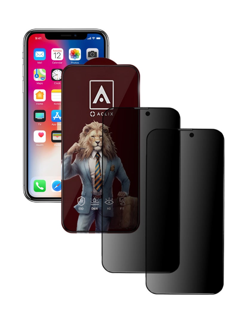 ACLIX 2 Pieces Antistatic ESD Dustproof Premium Quality High Definition Anti-Spy Privacy Tempered Glass Screen Protector Designed For  iPhone XS Max - Image 1