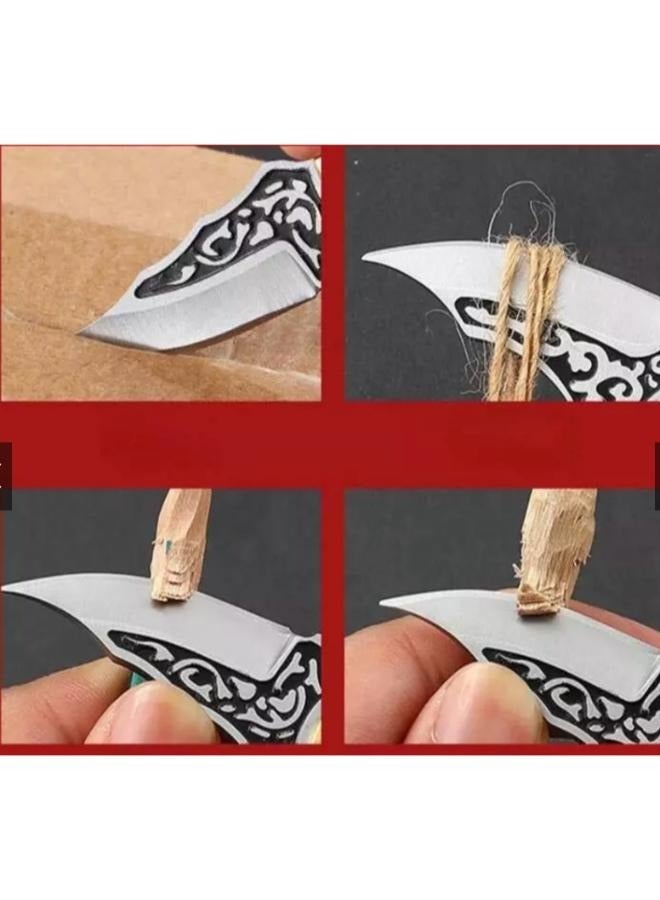 Portable Stainless Steel Mini Pocket Knife with Leather Cover Camping Keychain Package Opener Outdoor Hiking Survival Tools - Image 3