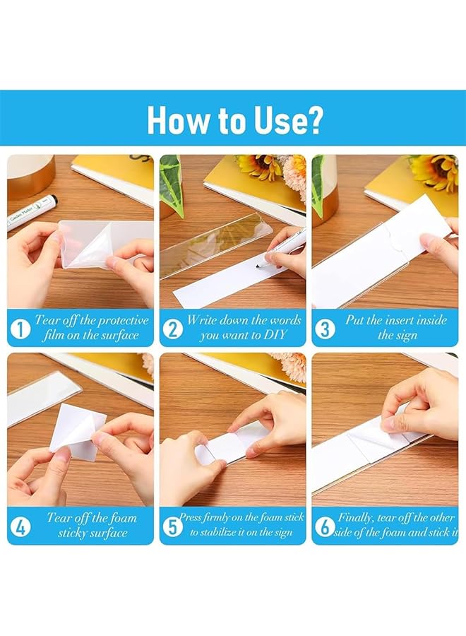 erorex 5 Sets Acrylic Wall Name Plate Holder Clear Plastic Sign Label Frame With Adhesive Tape Horizontal Wall Name Plates For Door Office Nameplate Display Trays For Office Home - Image 5