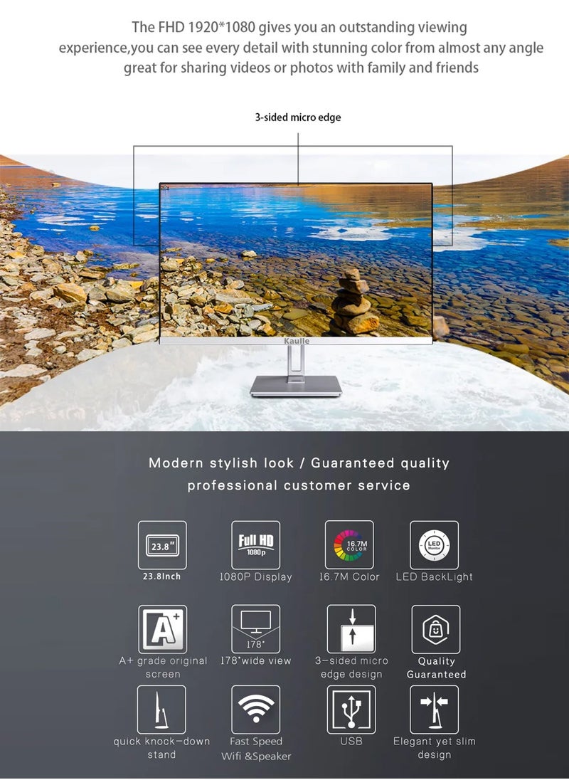 Kaulle - All In One Desktop 23.8 Inch All In One PC,Intel Core i5-1135G7 Processor,16 GB Ram,512 GB SSD,Windows 11 All In One Desktop Computer White KLC238B5G7 - Image 1