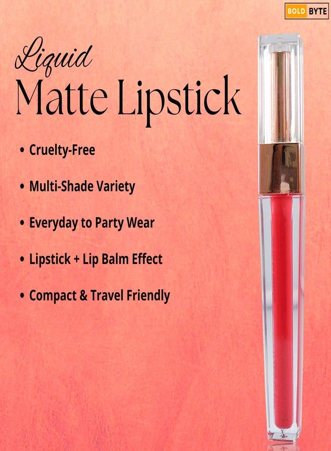 Bold Byte مُلوّن شفاه | أفضل مُلمّع شفاه سائل غير لامع للنساء | عبوة من 12 لونًا | مُستخلصات طبيعية، مُغذّي ومقاوم للتلطخ (أحمر ريفي، عبوة واحدة) - Image 2