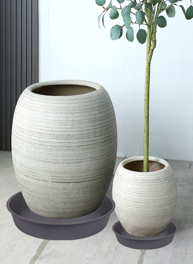 Bleuhome 2 Pack of 14 inch Plant Saucer, Heavy Duty Round Plastic Plant Water Tray, Bird Bath Bowls, Plant Saucers for Indoors, Pot Drip Trays for Planter 12-14" (14", Cement) - Image 3