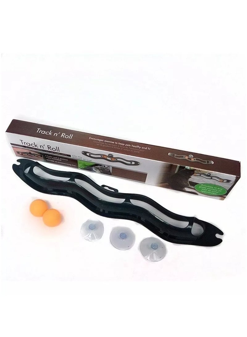 A.M Pet Cat Window Sucker Track Ball Toy, Fun Interactive Table Tennis Toys for Kittens, Curved Track Ball Catching Toy for Cats and Puppies, Random Color Black - Image 3