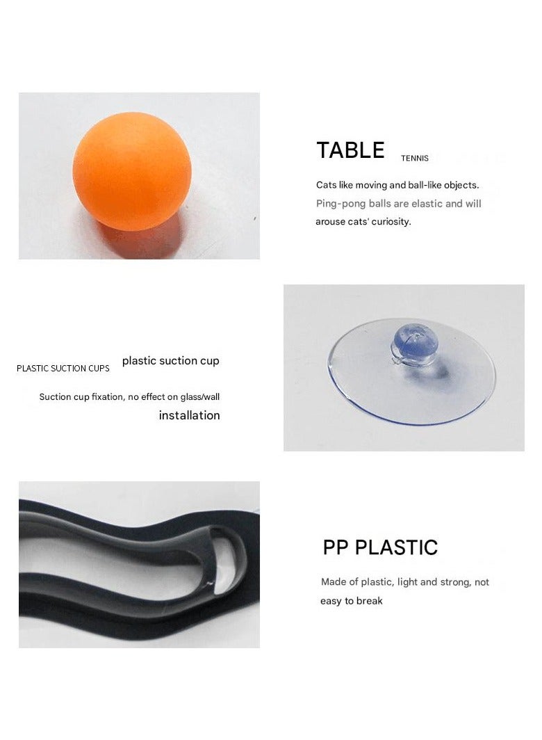 A.M Pet Cat Window Sucker Track Ball Toy, Fun Interactive Table Tennis Toys for Kittens, Curved Track Ball Catching Toy for Cats and Puppies, Random Color Black - Image 4