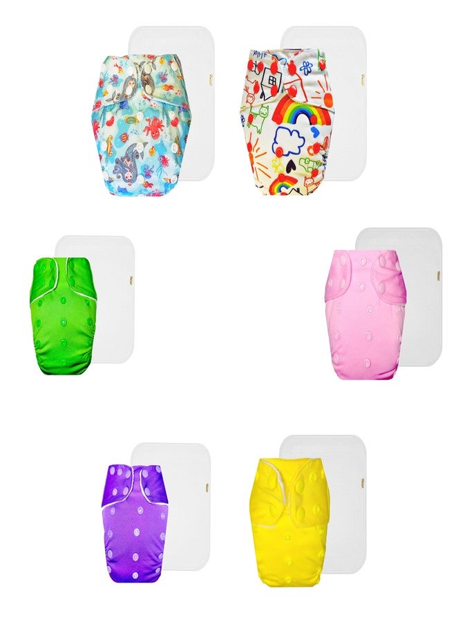 حفاضات دمبلدو القماشية الممتازة مع حشوة قطنية (عبوة من 6) | ناعمة ولطيفة | وسادة ماصة بست طبقات | سهلة التنظيف | مثالية لفصل الصيف الهندي | من 3 أشهر إلى 3 سنوات | للجنسين - Image 1