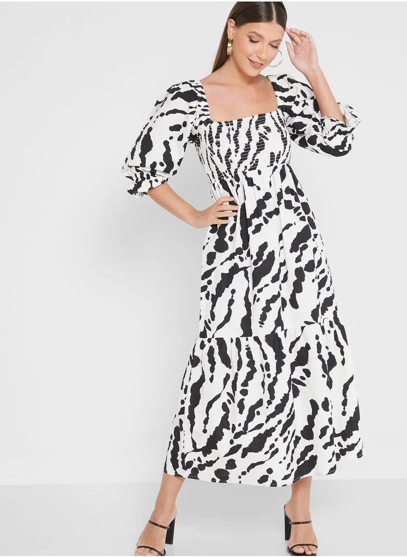 DOROTHY PERKINS Puff Sleeve Printed Tiered Dress