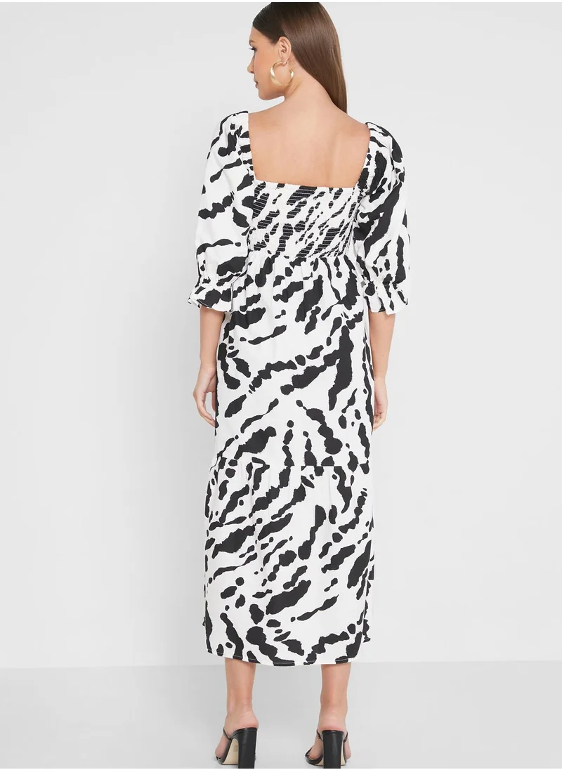 DOROTHY PERKINS Puff Sleeve Printed Tiered Dress