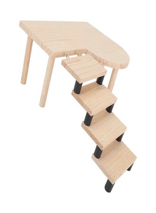 Mrisata Hamster Wooden and Stairs Hamster Wooden and Stairs Exquisite Healthy Cute Pet with Ladder for Small Pets Hamsters Guinea Pigs - Image 3