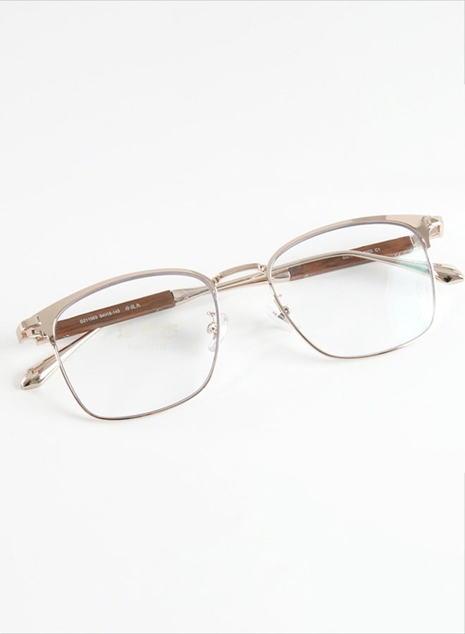 چينيرال براند نظارات شمسية أنيقة مضادة للضوء الأزرق بإطار كبير وعدسات شفافة وحماية من الضوء الأزرق ونمط عتيق من الخشب الصلب - Image 1