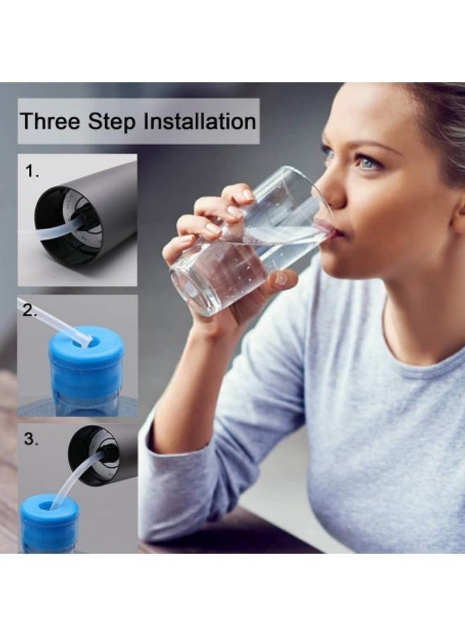 GGEROU - Water Bottle Pump, USB Charging Portable Electric Water Pump, Double Button Portable Water Dispenser, For Universal 2-5 Gallon Bottle, Black - Image 1