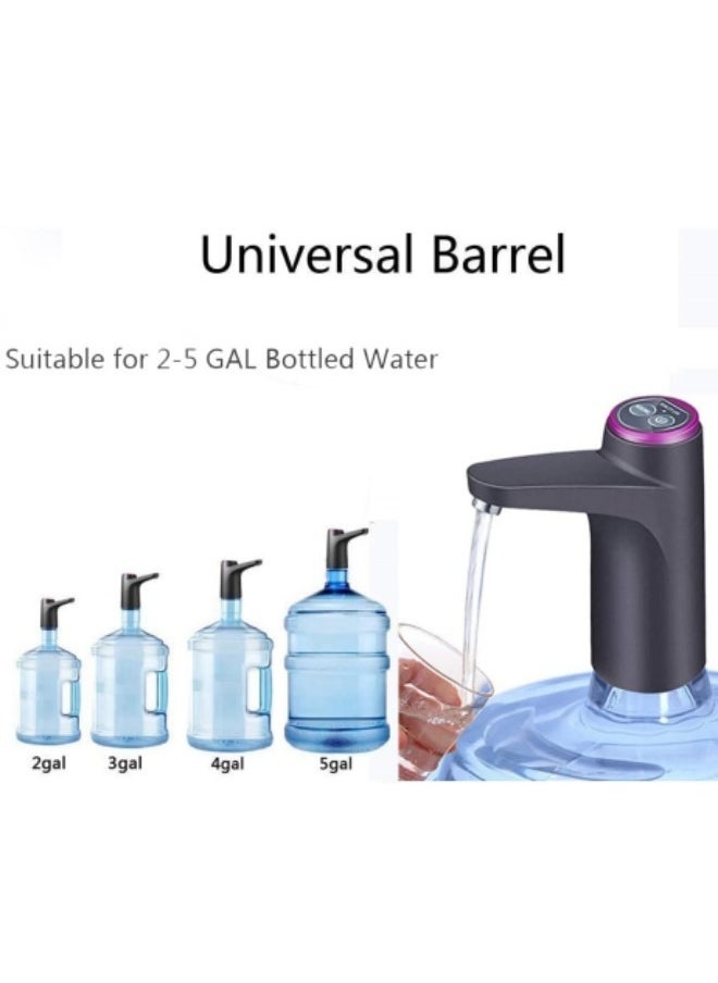 GGEROU - Water Bottle Pump, USB Charging Portable Electric Water Pump, Double Button Portable Water Dispenser, For Universal 2-5 Gallon Bottle, Black - Image 1