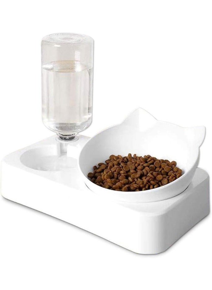 DUNISO Cat Bowl, 15° Tilted Cat Food Bowl for Indoor Cats, Cat Food and Water Bowl Set,Durable, Anti Slip, Easy to Clean,for Cats and Small Dogs,White - Image 1