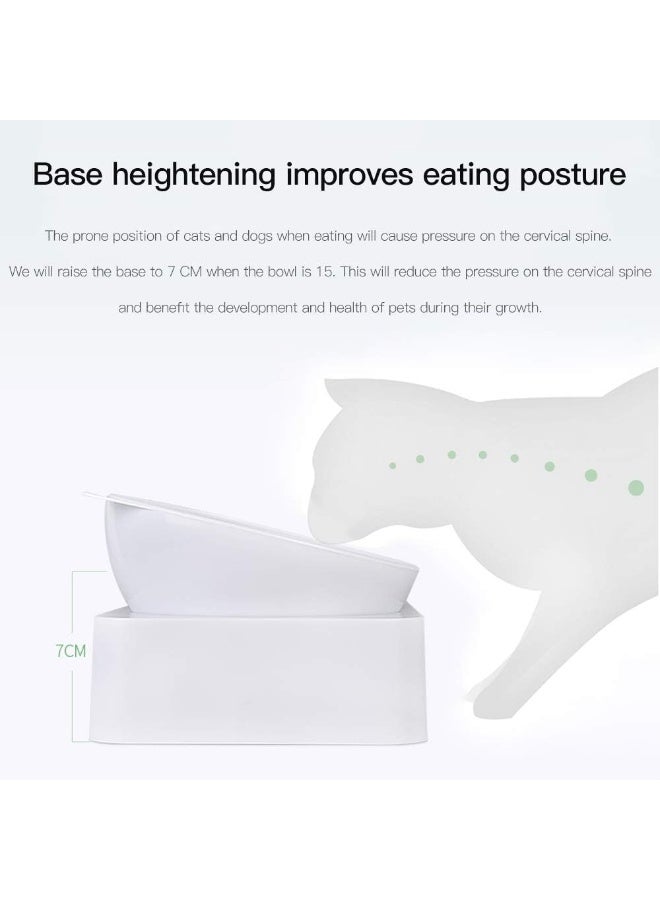 DUNISO Cat Bowl, 15° Tilted Cat Food Bowl for Indoor Cats, Cat Food and Water Bowl Set,Durable, Anti Slip, Easy to Clean,for Cats and Small Dogs,White - Image 4