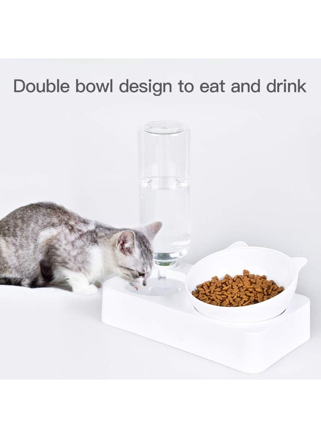 DUNISO Cat Bowl, 15° Tilted Cat Food Bowl for Indoor Cats, Cat Food and Water Bowl Set,Durable, Anti Slip, Easy to Clean,for Cats and Small Dogs,White - Image 2