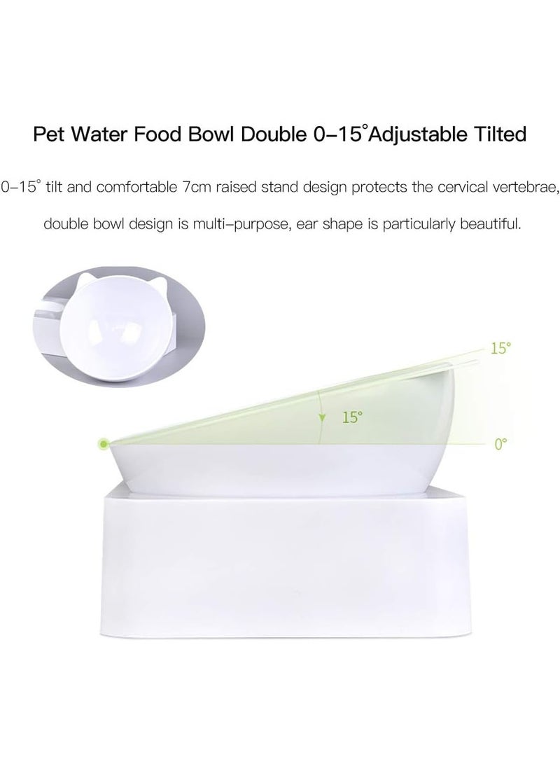 DUNISO Cat Bowl, 15° Tilted Cat Food Bowl for Indoor Cats, Cat Food and Water Bowl Set,Durable, Anti Slip, Easy to Clean,for Cats and Small Dogs,White - Image 3
