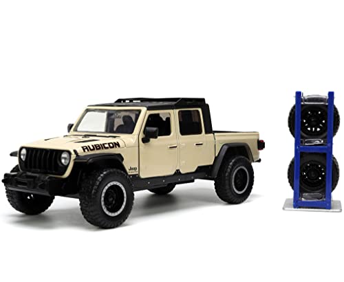 Jada Toys Just Trucks 124 2020 Jeep Gladiator Diecast Car Tan with Tire Rack Toys for Kids and Adults 32711 - Image 1