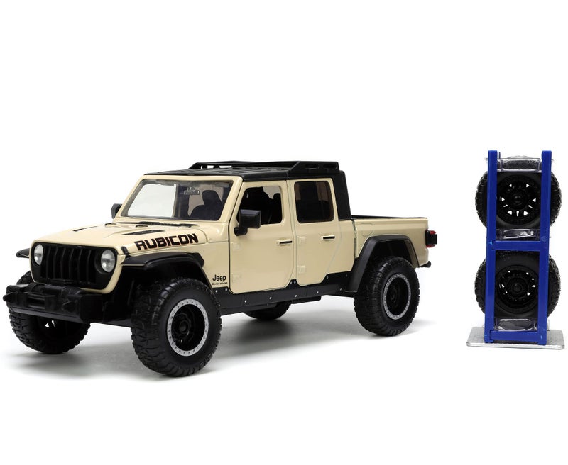 Jada Toys Just Trucks 124 2020 Jeep Gladiator Diecast Car Tan with Tire Rack Toys for Kids and Adults 32711 - Image 4
