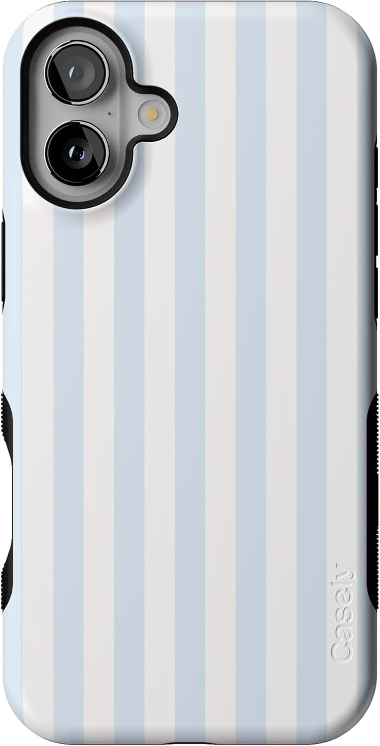 Casely iPhone 16 Plus Case Blue Stripes Sunday Best Bold Protective Design Compatible with MagSafe - Image 2