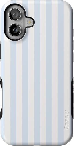 Casely iPhone 16 Plus Case Blue Stripes Sunday Best Bold Protective Design Compatible with MagSafe - Image 1
