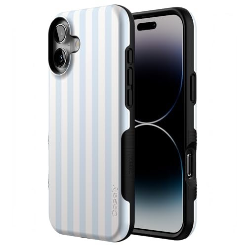 Casely iPhone 16 Plus Case Blue Stripes Sunday Best Bold Protective Design Compatible with MagSafe - Image 3