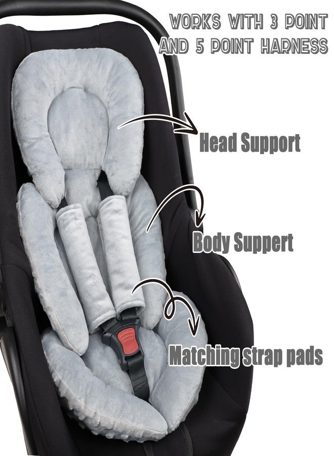 GFU Infant Car Seat Insert Head and Body Support, GFU Reversible Newborn Insert for Carseat with Strap Pads, Soft Stroller Cushion Pillow Insert for Boys and Girls, Fits for Stroller, Swing, Grey - Image 5
