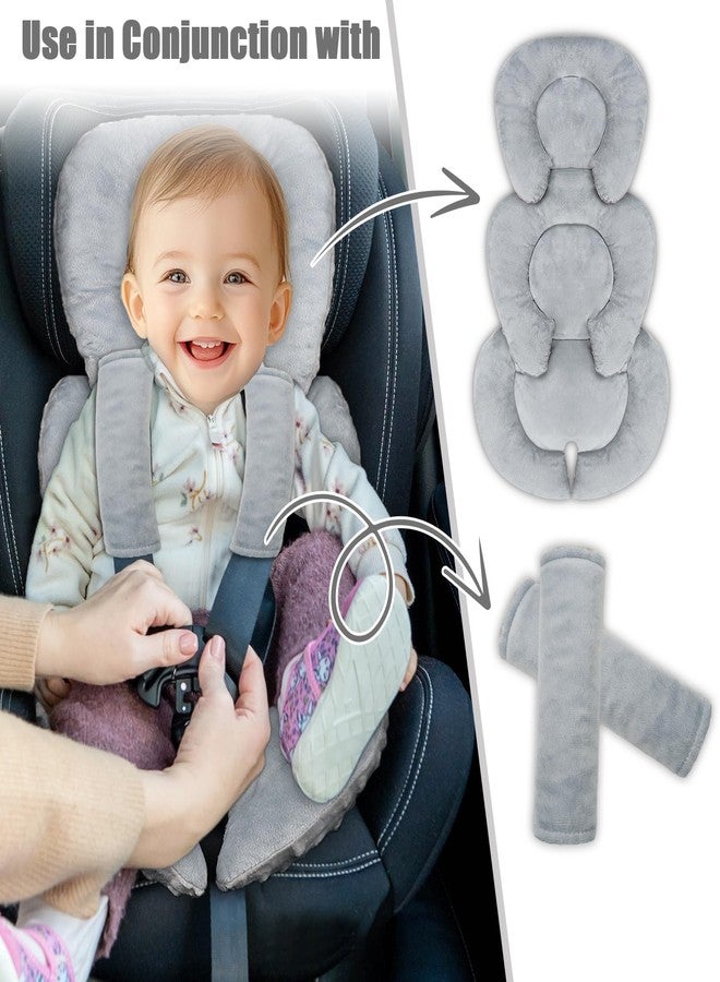 GFU Infant Car Seat Insert Head and Body Support, GFU Reversible Newborn Insert for Carseat with Strap Pads, Soft Stroller Cushion Pillow Insert for Boys and Girls, Fits for Stroller, Swing, Grey - Image 4