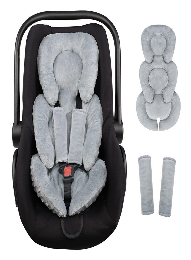 GFU Infant Car Seat Insert Head and Body Support, GFU Reversible Newborn Insert for Carseat with Strap Pads, Soft Stroller Cushion Pillow Insert for Boys and Girls, Fits for Stroller, Swing, Grey - Image 1