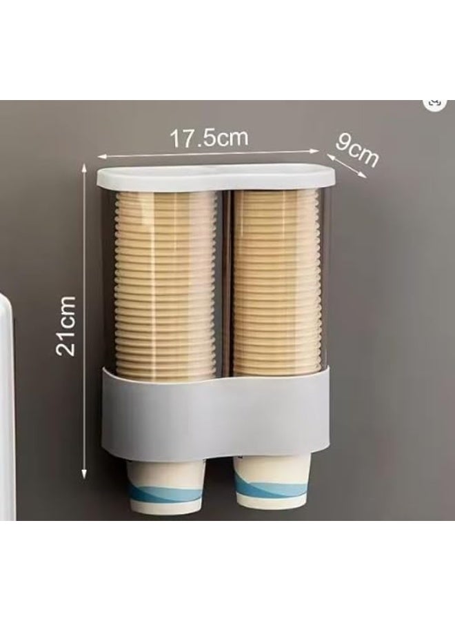 Spaceshoop Cup Dispenser Cup Holder Automatic Cup Dispenser Water Water Cup Plastic Holder Punch-Free Placement Shelf Cup Carriers Stands (grey) - Image 3