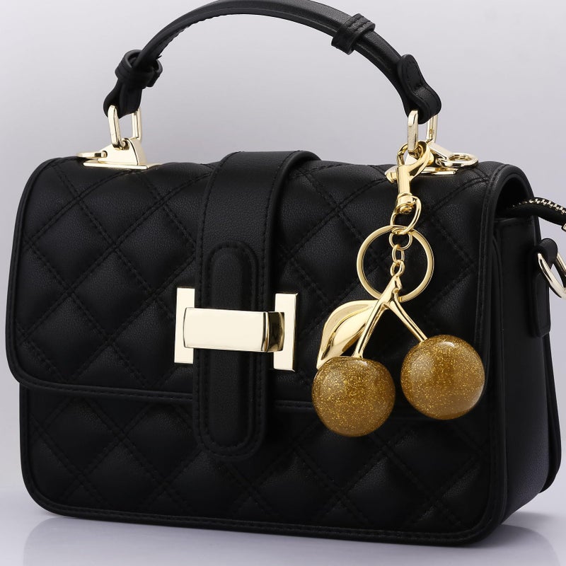 Disengor Golden Cherry Purse Bag Charms Keychain - Cute Women Handbags and Tote Bags Jewelry Accessories - Unique Gifts for Mothers Day,Valentines Day,Birthday,Christmas (Golden) - Image 2