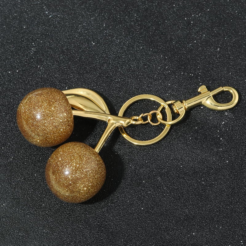 Disengor Golden Cherry Purse Bag Charms Keychain - Cute Women Handbags and Tote Bags Jewelry Accessories - Unique Gifts for Mothers Day,Valentines Day,Birthday,Christmas (Golden) - Image 5