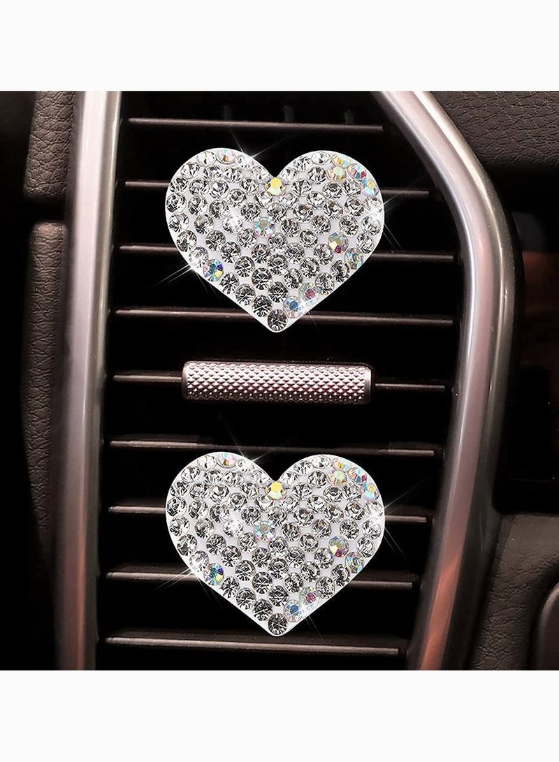 SYOSI Diamond Heart Shaped Car Air Vent Aroma Diffuser Clip, Silver (Pack of 2) - Image 1