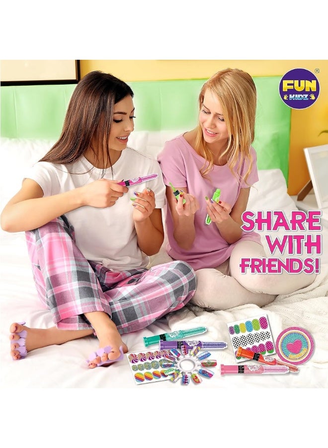 FUN KIDZ Kids Nail Kit for Girls Ages 7-12, FunKidz Ultimate 315Pcs Nail Polish Pens Combo Pack Size 17.91Wx12.4L Glitter Temporary Nail Supplies for Teens SPA Makeup Kit - Image 2