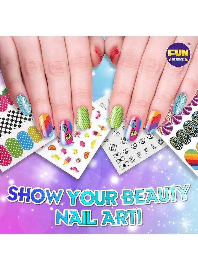 FUN KIDZ Kids Nail Kit for Girls Ages 7-12, FunKidz Ultimate 315Pcs Nail Polish Pens Combo Pack Size 17.91Wx12.4L Glitter Temporary Nail Supplies for Teens SPA Makeup Kit - Image 5