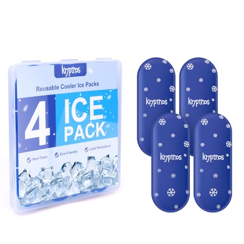 Krypthos 4 Reusable Ice Packs for Insulin Cooler Bag, Mini Gel Ice Bricks for Diabetic Medication, TSA Approved Travel Ice Pack for Cooler, Small Ice Packs for Lunch Box Vaccines First Aid Kits - Image 1