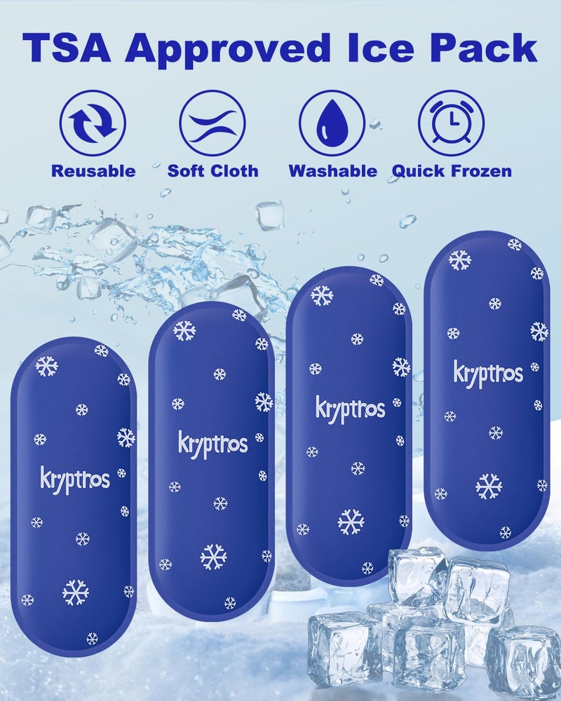 Krypthos 4 Reusable Ice Packs for Insulin Cooler Bag, Mini Gel Ice Bricks for Diabetic Medication, TSA Approved Travel Ice Pack for Cooler, Small Ice Packs for Lunch Box Vaccines First Aid Kits - Image 2