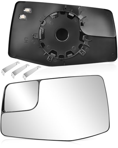 TOP-MAX Driver Side Mirror Glass Replacement for 2019 2020 2021 2022 2023 Chevrolet Silverado| GMC Sierra 1500 2500 3500HD, Left Convex Heated Mirror Glass with Backplate - Image 1