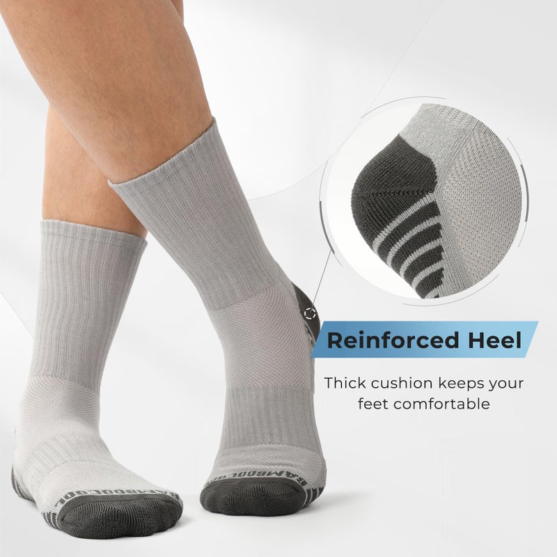 BAMBOO COOL Men's Crew Socks Athletic Running Sports Socks, Cushioned Moisture Wicking, Breathable Arch Support 6 Pack - Image 4