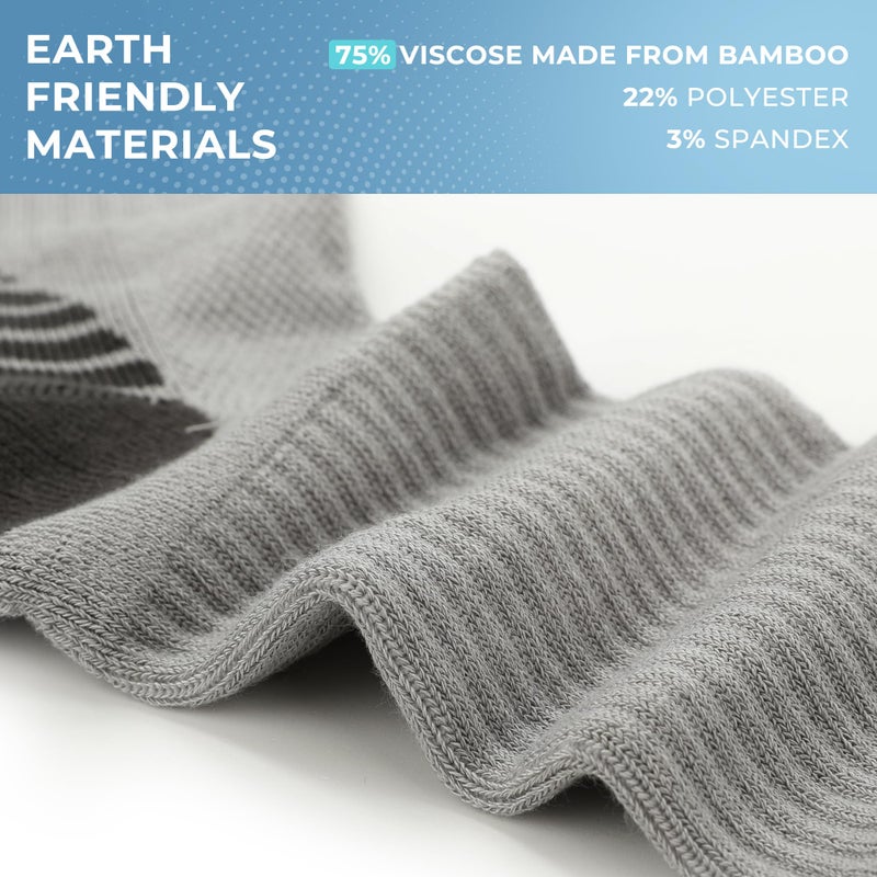 BAMBOO COOL Men's Crew Socks Athletic Running Sports Socks, Cushioned Moisture Wicking, Breathable Arch Support 6 Pack - Image 5