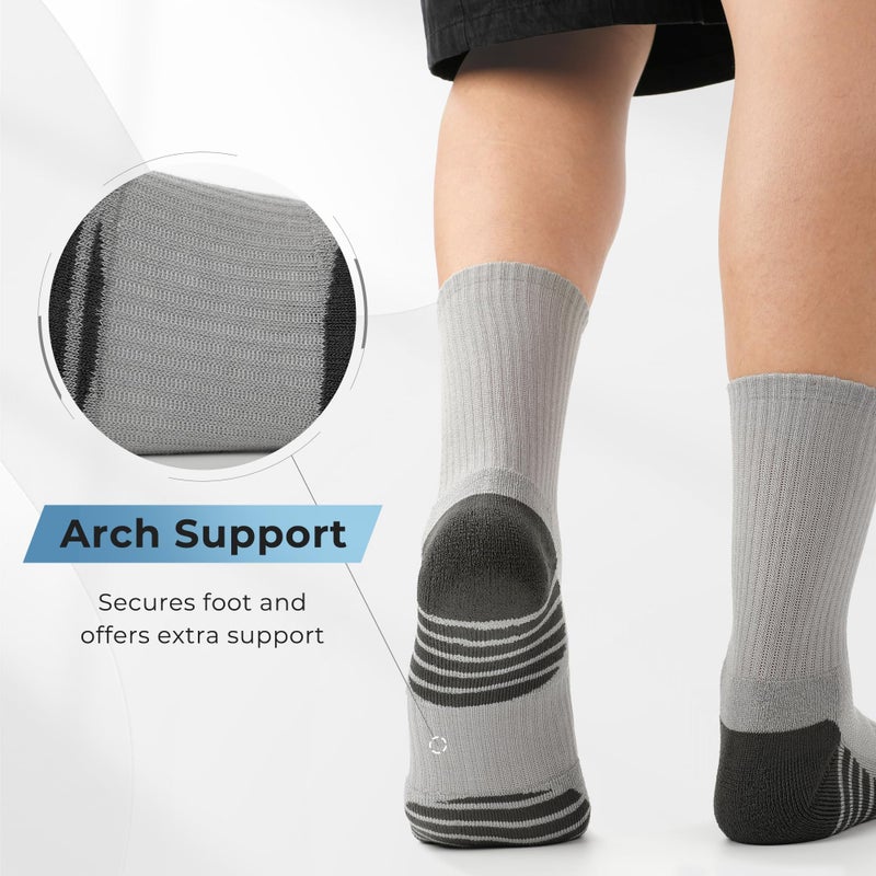 BAMBOO COOL Men's Crew Socks Athletic Running Sports Socks, Cushioned Moisture Wicking, Breathable Arch Support 6 Pack - Image 2