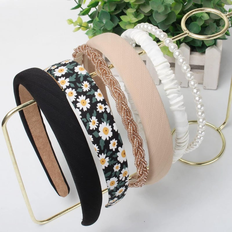 ChicAbode 6 Piece Women's Headband with Different Designs, Non Slip Flower Headband, Pearl Headband, Twisted Headband, Black and White Solid Color Headband Suit, Suitable for Women and Girls - Image 3