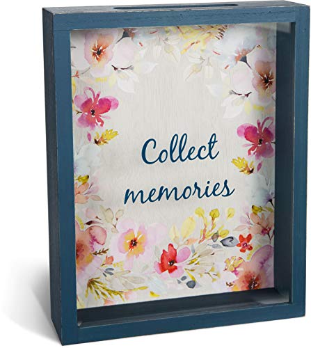 Pavilion Gift Company Collect Memories Watercolor Floral Shadow Box, Blue, White, Multicolor - Image 1