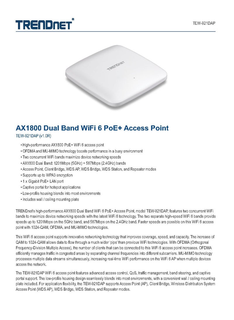 Trendnet TEW-921DAP AX1800 Dual Band WiFi 6 PoE+ Ceiling Mount Access Point - Image 2