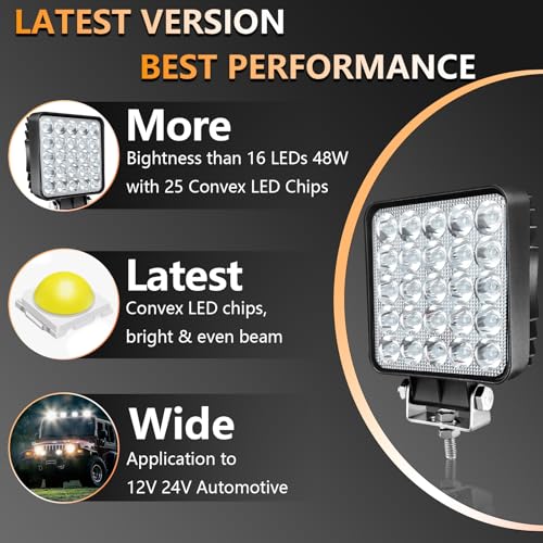 SAN YOUNG LED Work Lights for Truck Tractor, 4 Inch LED Light Pods 75W 7000lm Cube Pod Lights LED Off-Road Light Bar for Car Boat ATV UTV RV Golf Cart Lawn Mower 12V 24V, 10Pack - Image 4