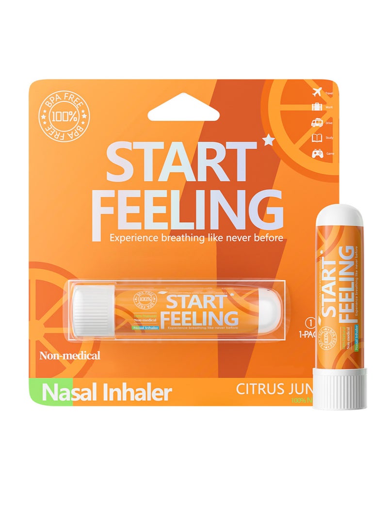 START FEELING 1pc On-the-Go Portable Aromatherapy Nasal Inhaler Personal Diffuser Sniffer Stick With Essential Oils Refreshing Menthol for Stress Anxiety Relief Soothes Comforts Boosts Focus  - Image 2