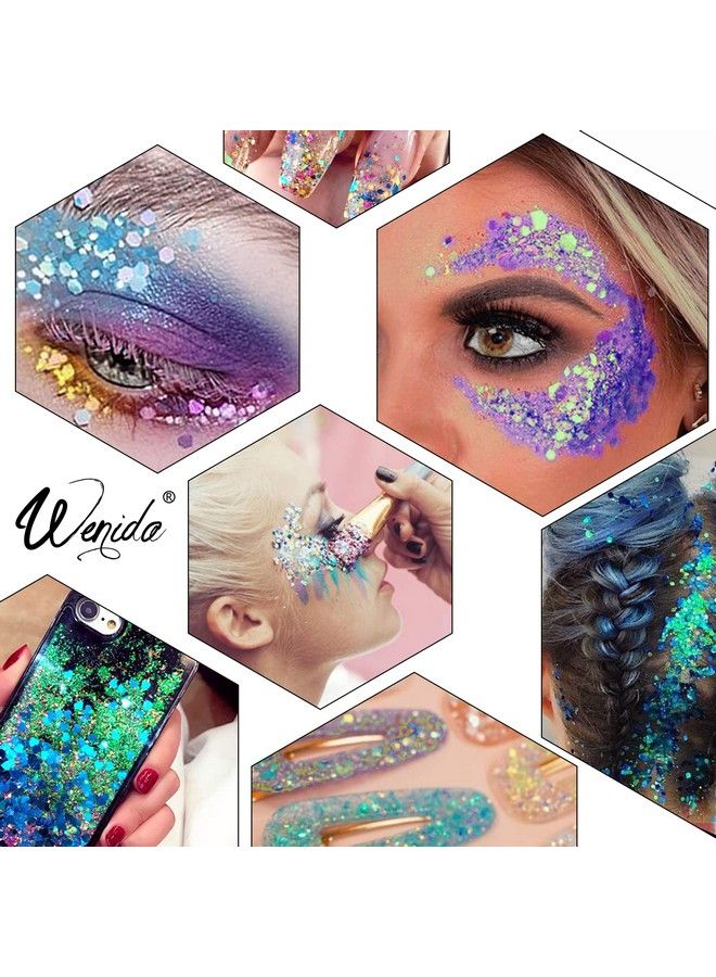 Wenida Body Glitter Wenida 8 Colors Iridescent Ultra Sparkle Opal Chunky Glitter Cosmetic Festival Makeup Powder for Nail Hair Eye Face - Image 5