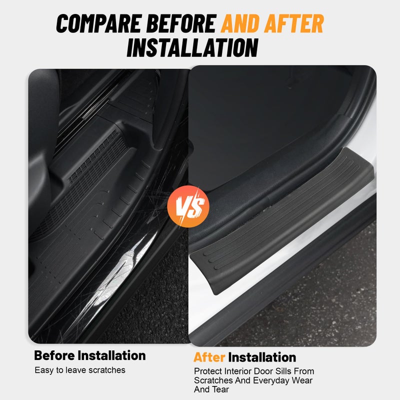 Jetuplusllc Door Sill Protector, Anti-Scratch Car Door Protection Compatible with Toyota RAV4 Hybrid, RAV4 Prime, RAV4-4 Door Set, Black - Image 4