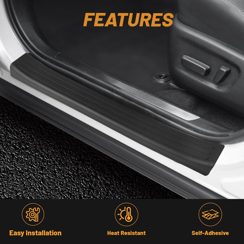 Jetuplusllc Door Sill Protector, Anti-Scratch Car Door Protection Compatible with Toyota RAV4 Hybrid, RAV4 Prime, RAV4-4 Door Set, Black - Image 3
