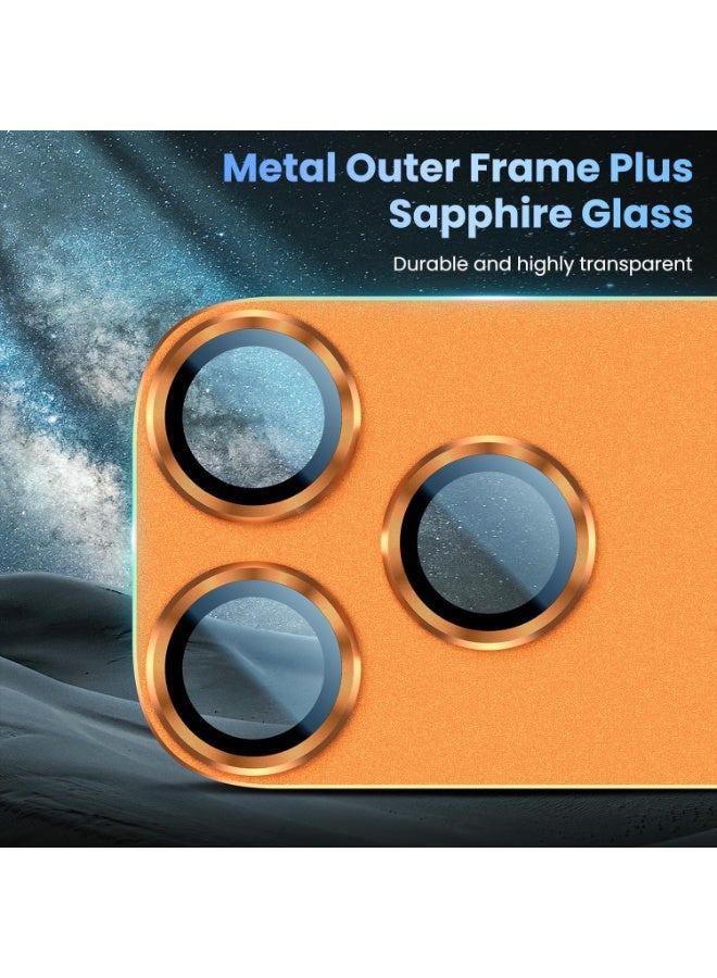For iPhone 17 Pro Max Camera Lens Protector [Drop Protection] [Full Coverage] [3D Metal] [Case Friendly] Tempered Glass Camera Cover — Orange - Image 5